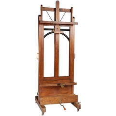 19th Century Oak and Metal Easel for Paintings