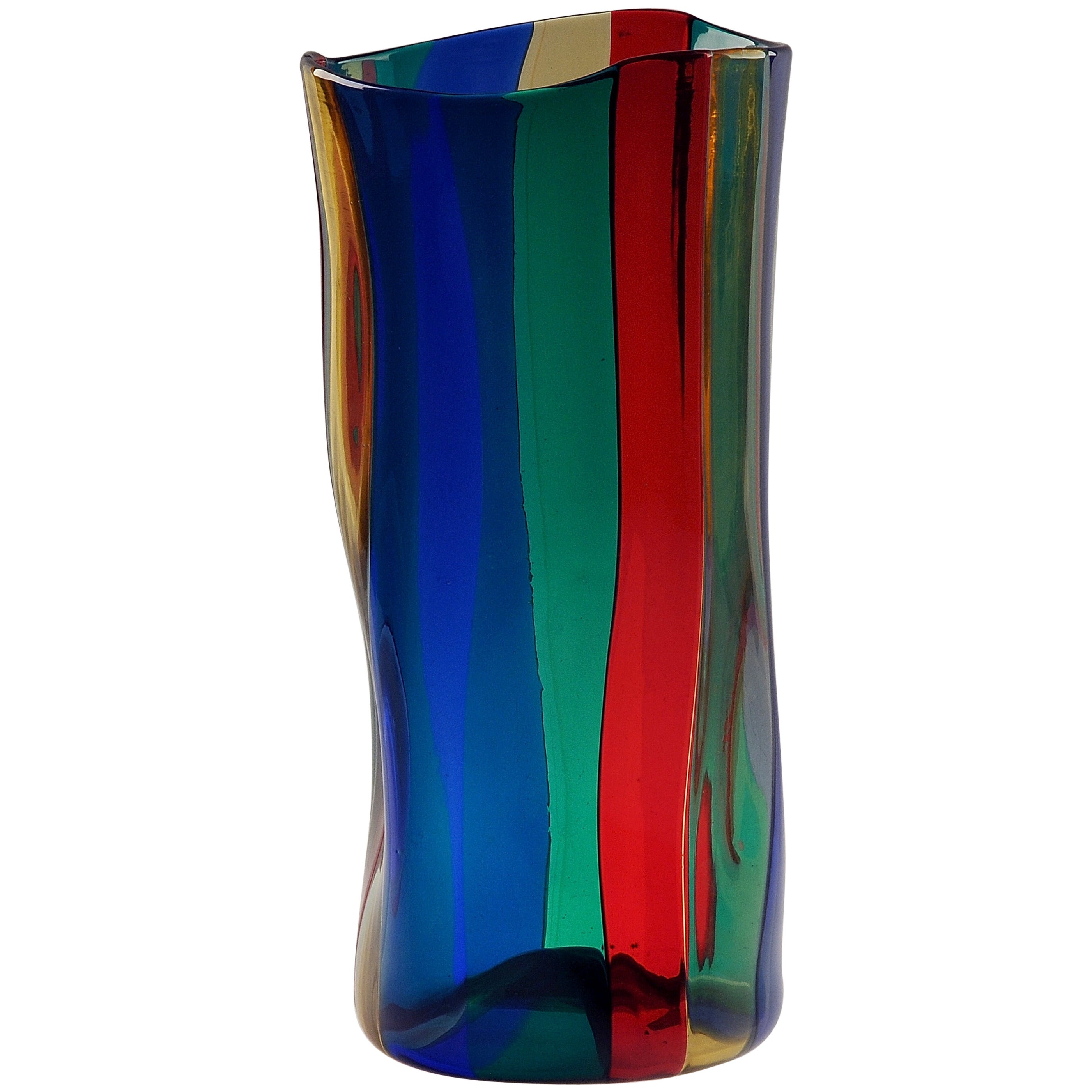 Venini Vase "a Fasce Verticali" Designed by Fulvio Bianconi, circa 1952