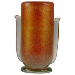 Unusual "Bollicine" Vase Designed by Flavio Poli for Seguso in 1937