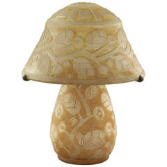 Acid Etched Daum Nancy Art Deco Lamp, circa 1925