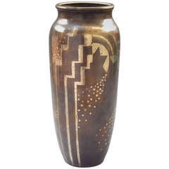 Rare Fernand Grange Art Deco Dinanderie Vase Circa 1930