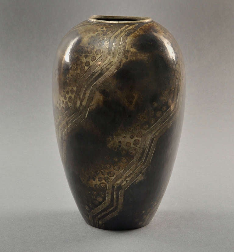 French Laurent Llaurensou Dinanderie Vase Circa 1930 For Sale