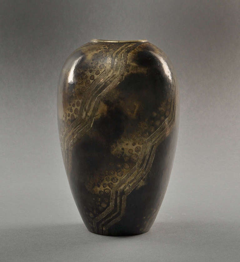 Laurent Llaurensou Dinanderie Vase Circa 1930 In Good Condition For Sale In Paris, FR
