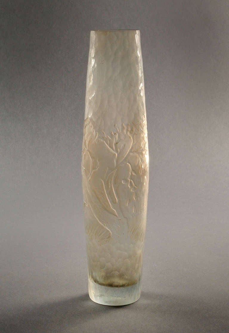 Emile Gallé Unusual Etched and Hammered Vase In Good Condition In Paris, FR