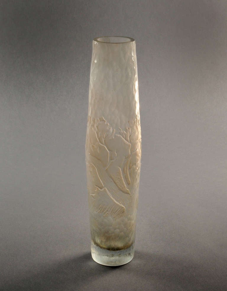 Emile Gallé Unusual Etched and Hammered Vase 1