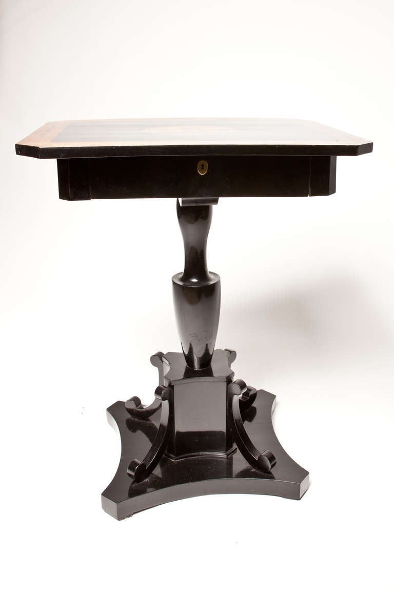Unknown Continental Burlwood and Ebonized Work Table