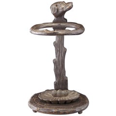 Black Forest Carved Wood and Iron Umbrella Stand