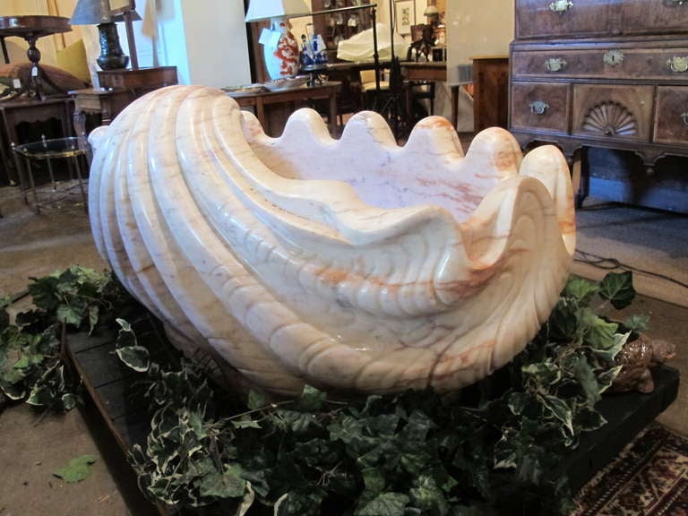 20th Century Massive Variegated Marble Grotto Basin in the Form of a Half-Shell