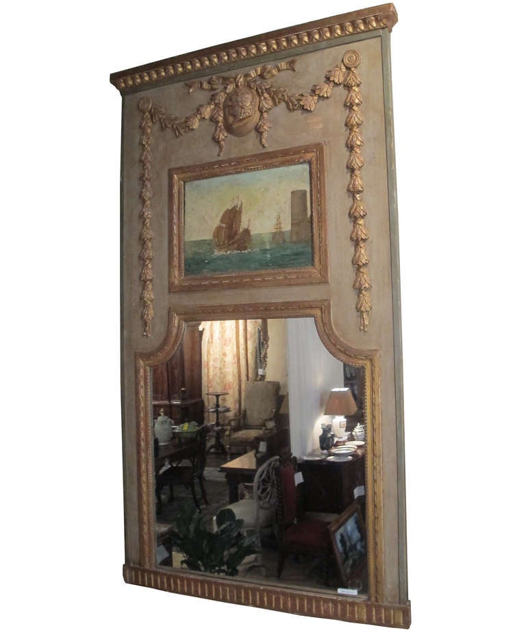 Trumeau Mirror with Medallion & Garland Swag