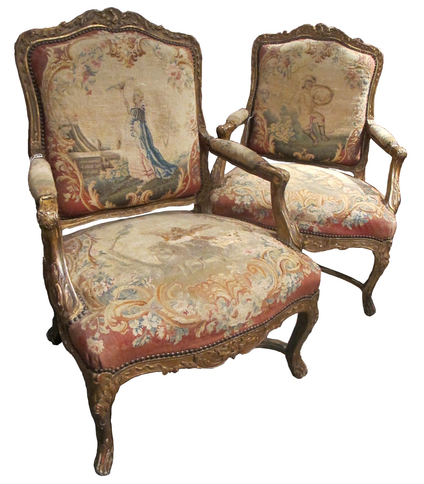 Pair of French Armchairs "a la Reine", Louis XV style, Circa 1880.