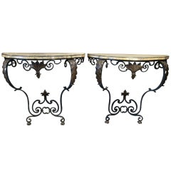Pair of Wrought Iron Consoles  