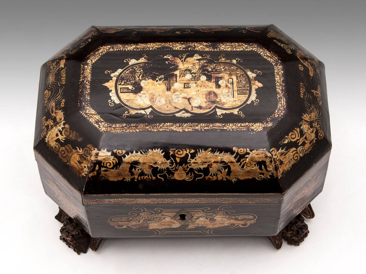 Chinese Lacquer Tea Chest In Good Condition In Northampton, United Kingdom
