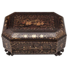 Antique Lacquer Sewing Box