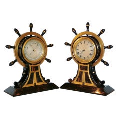 Pair of Ship's Wheel Clock & Barometer