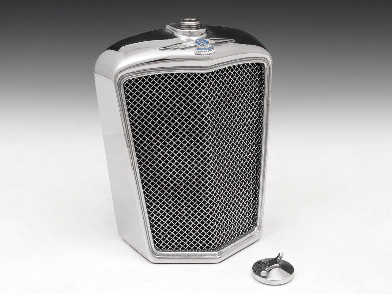 Jaguar Decanter Styled after a Chrome Radiator Grill and Enamelled SS Badge In Good Condition In Northampton, United Kingdom