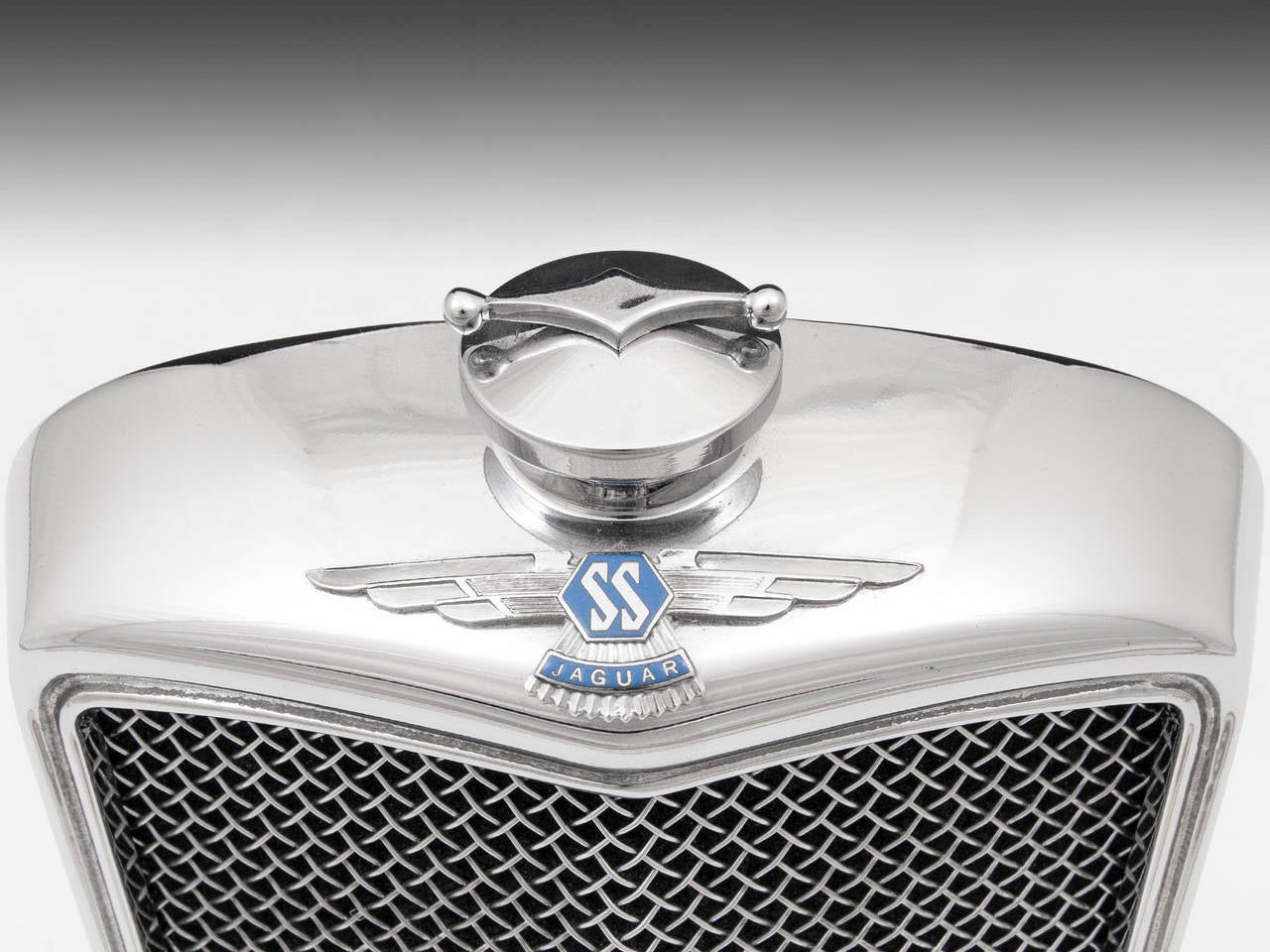 20th Century Jaguar Decanter Styled after a Chrome Radiator Grill and Enamelled SS Badge