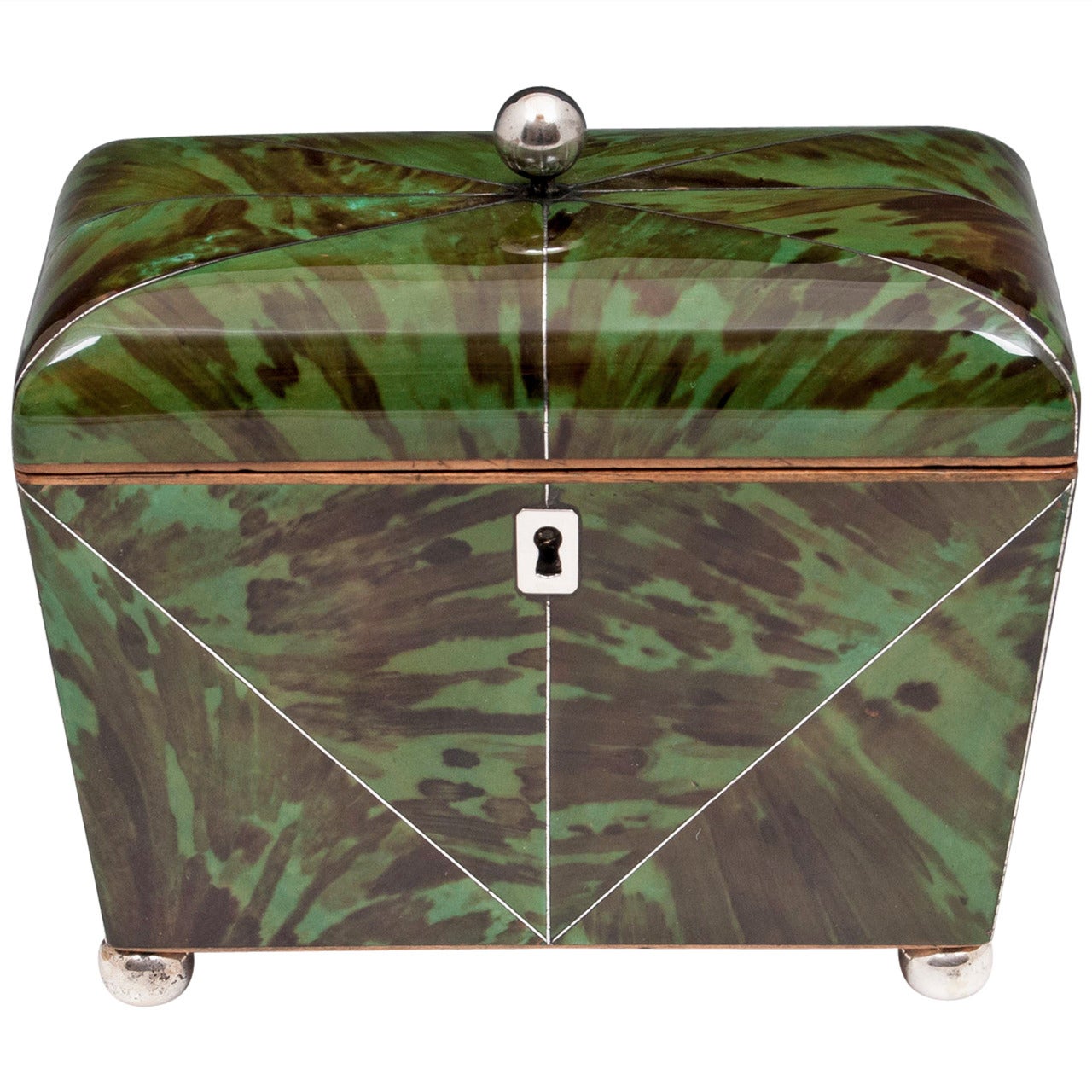 Green Tortoiseshell Tea Caddy at 1stDibs
