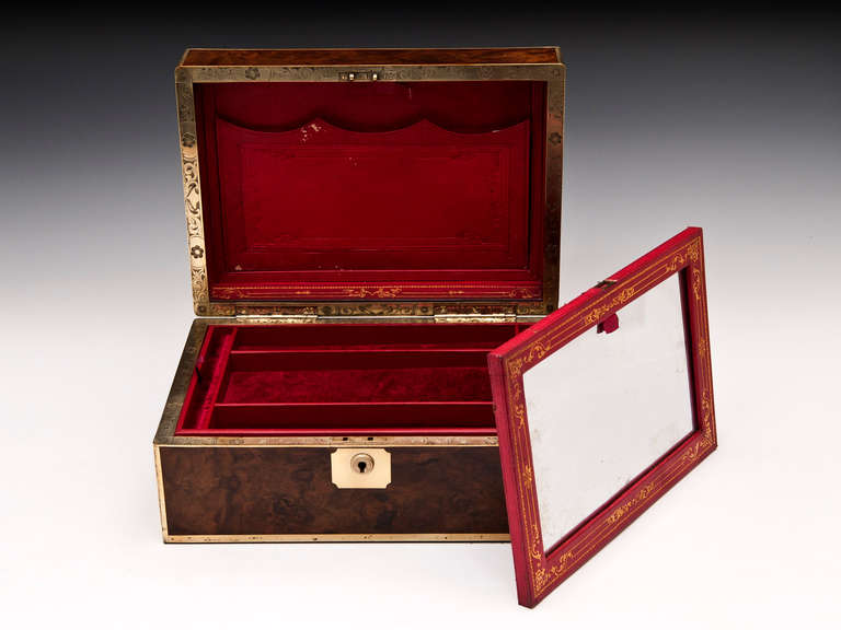 Brass Bound Jewellery Box In Excellent Condition In Northampton, United Kingdom
