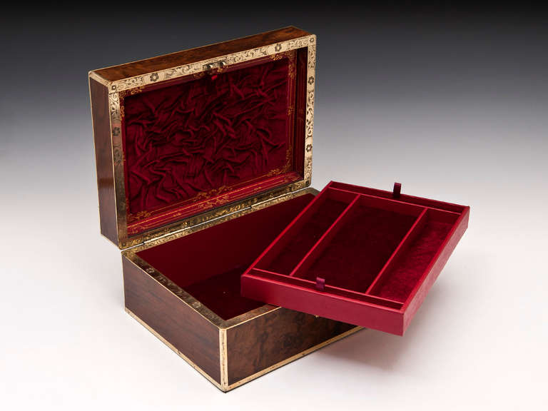 19th Century Brass Bound Jewellery Box