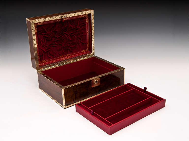 Wood Brass Bound Jewellery Box