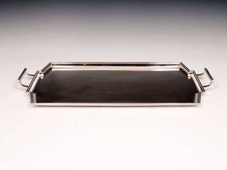 British Art Deco Silver serving Tray  by Frank Cobb & Co. For Sale