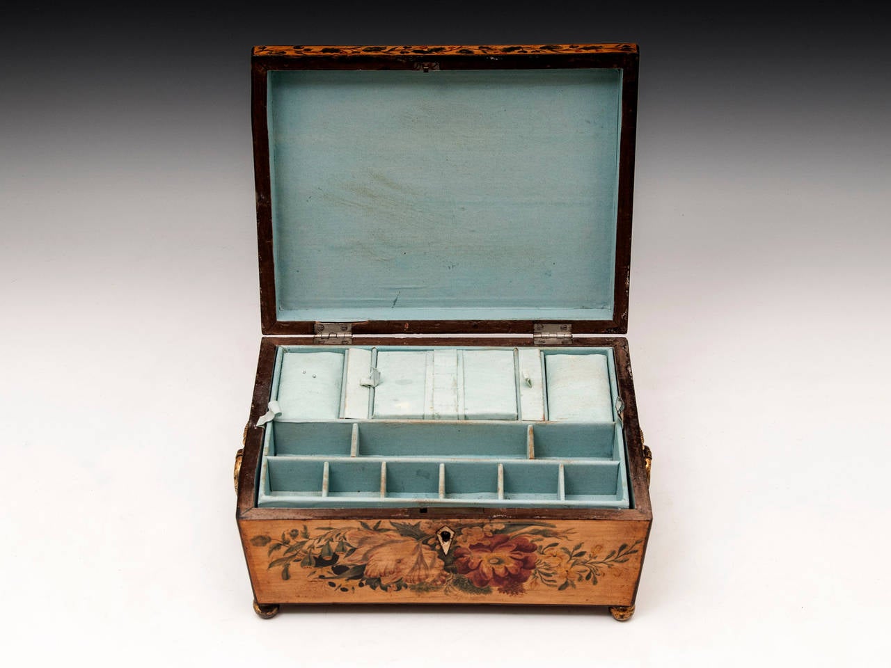 Regency Penwork Sycamore Sewing Box 2