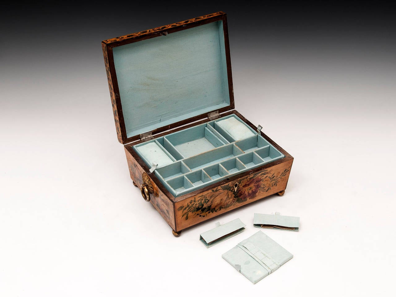 Regency Penwork Sycamore Sewing Box 4