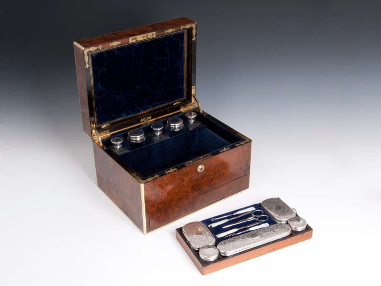 19th Century Burr Walnut Vanity Box