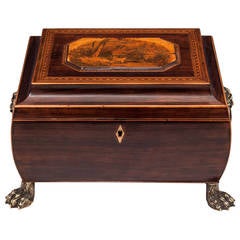 19th Century Regency Bombe Shape Mahogany Sewing Box