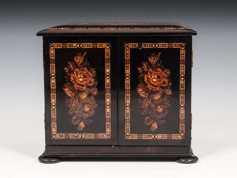 British Victorian Tunbridge Ware Cabinet by T. Barton