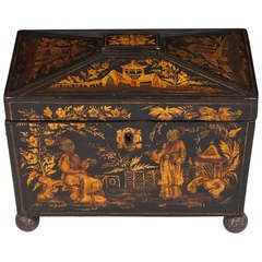 Antique Japanned Tea Caddy