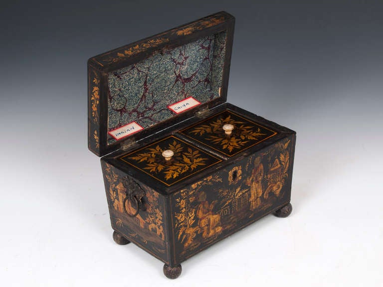 19th Century Japanned Tea Caddy
