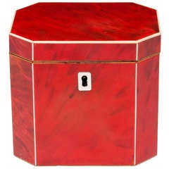 Rare Red Tortoiseshell Tea Caddy