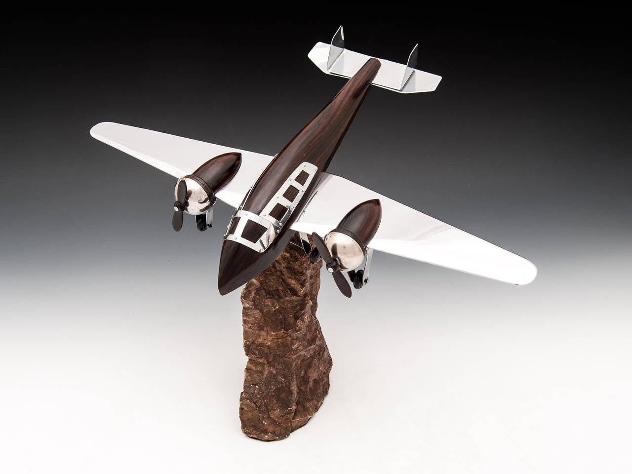 Mid-20th Century Art Deco Macassar Ebony Model Aeroplane