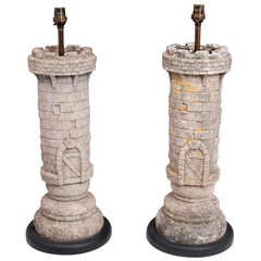 Vintage Rook Chess Piece Lamps
