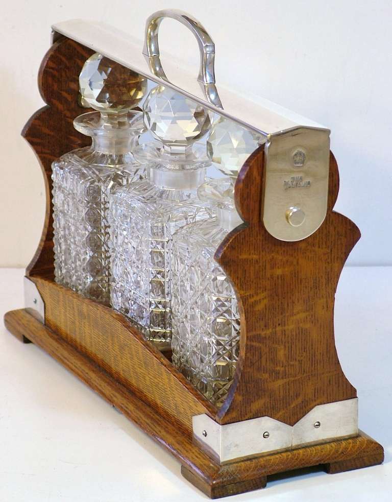 British Art Deco Oak Betjemanns Tantalus