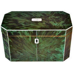 Green Tortoiseshell Tea Caddy