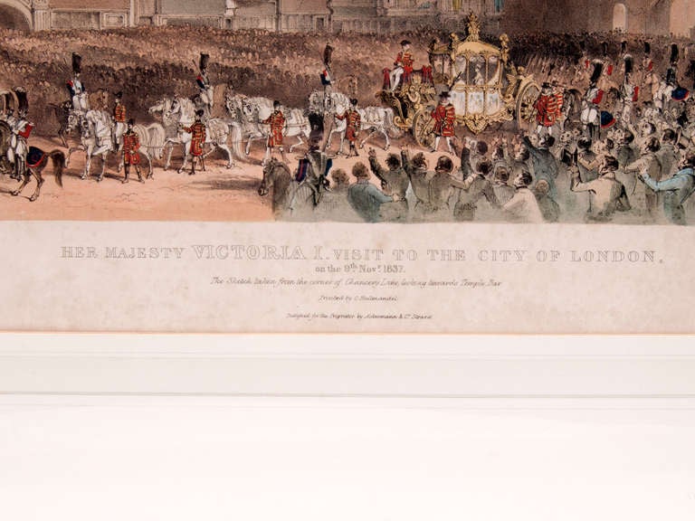 A Lithograph of Queen Victoria's Visit to London. 

The description at the bottom of the print reads: 

"Her Majesty Victoria I. Visit to the city of London. on the 9th of Nov 1837" 

The sketch taken from the corner of Chancery