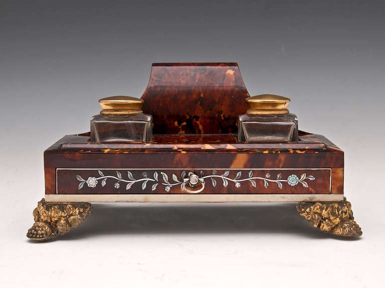 Tortoiseshell Inkwell In Excellent Condition In Northampton, United Kingdom