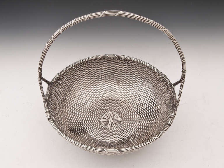 Silver Weave Basket In Excellent Condition In Northampton, United Kingdom