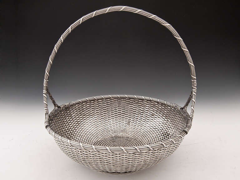 Mid-20th Century Silver Weave Basket