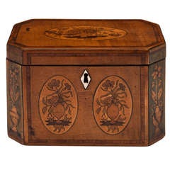 Harewood Inlaid Tea Caddy Antique Harewood Inlaid Tea Caddy