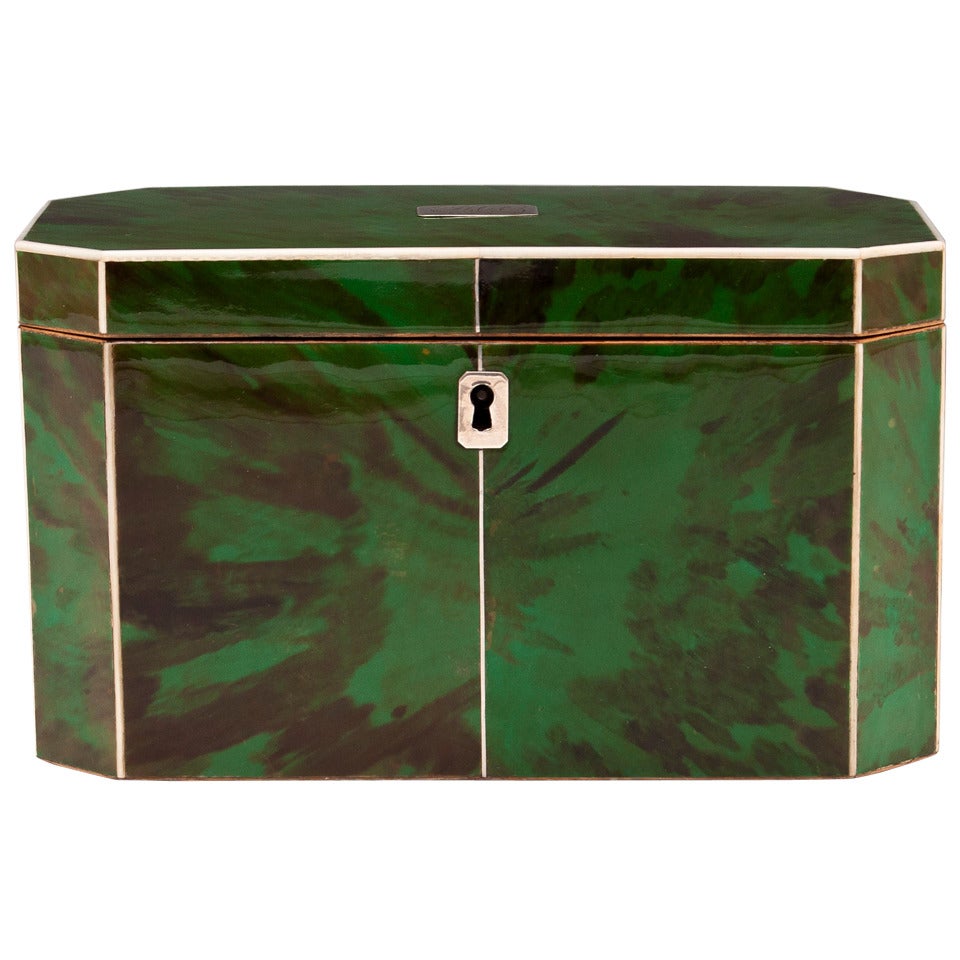 Green Tortoiseshell Tea Caddy