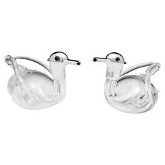 Pair of Sterling Silver Duck Decanters