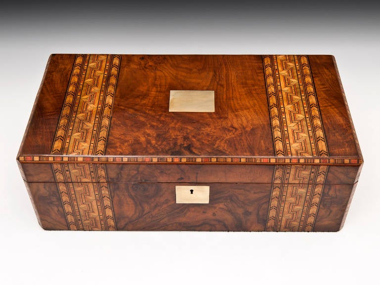 British Writing Box with Inlaid Mosaic Design, circa 1875