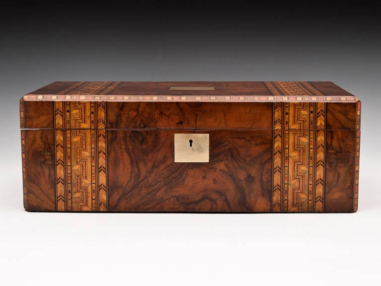Writing Box with Inlaid Mosaic Design, circa 1875 In Good Condition In Northampton, United Kingdom