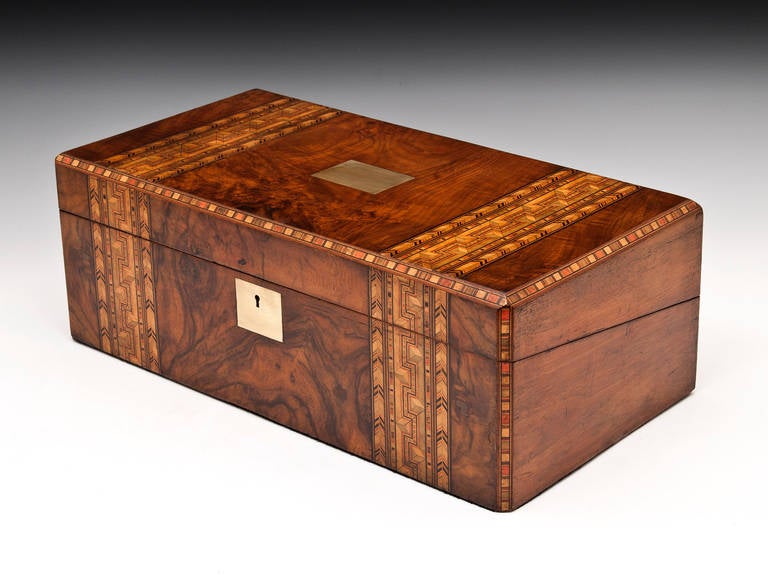 19th Century Writing Box with Inlaid Mosaic Design, circa 1875
