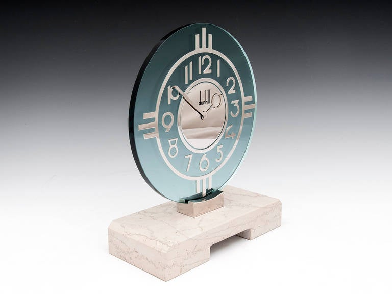 Glass 20th Century Alfred Dunhill Mantel Clock For Sale