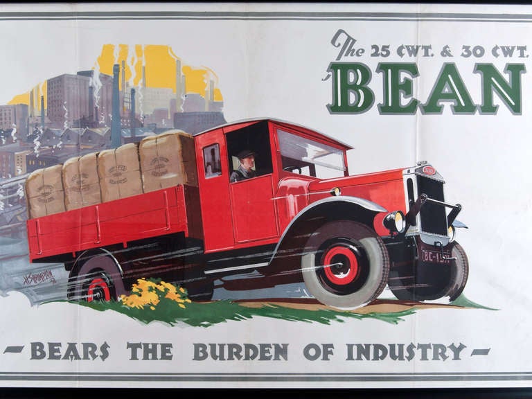Lithograph promoting the Bean 25 CWT. & 30 CWT. Chassis made by A. Harper, Sons & Bean Ltd. Dudley. 
The company was first registered in 1822 by A. Harper & Sons. The name was amended in 1907 when George Bean became chairman of the company. 
The