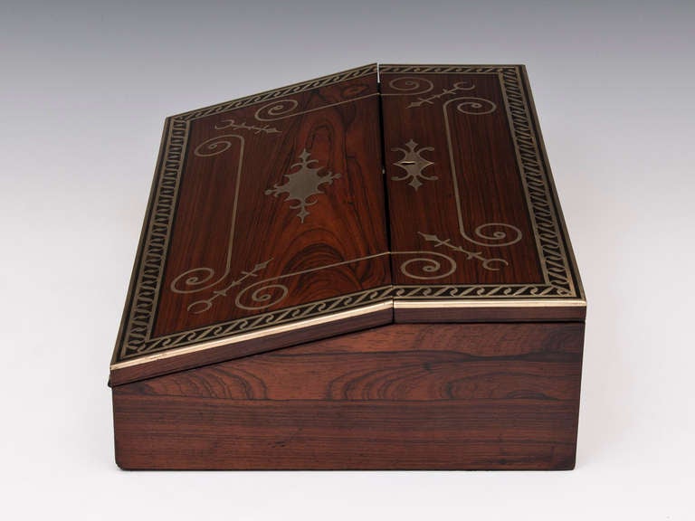 Regency Rosewood Writing Box In Excellent Condition In Northampton, United Kingdom